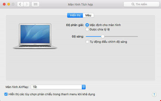 giảm độ sáng màn hình để Macbook không bị chai pin
