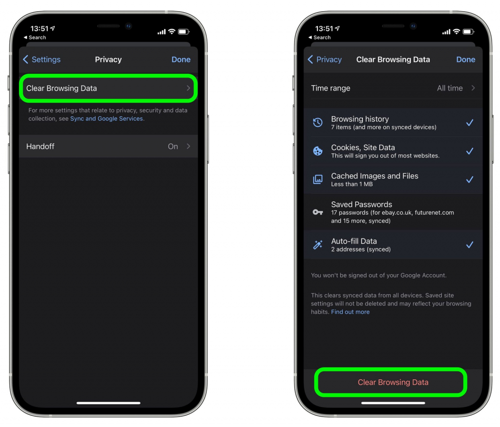 Xoá dữ liệu cache trong Chrome trên iOS 2