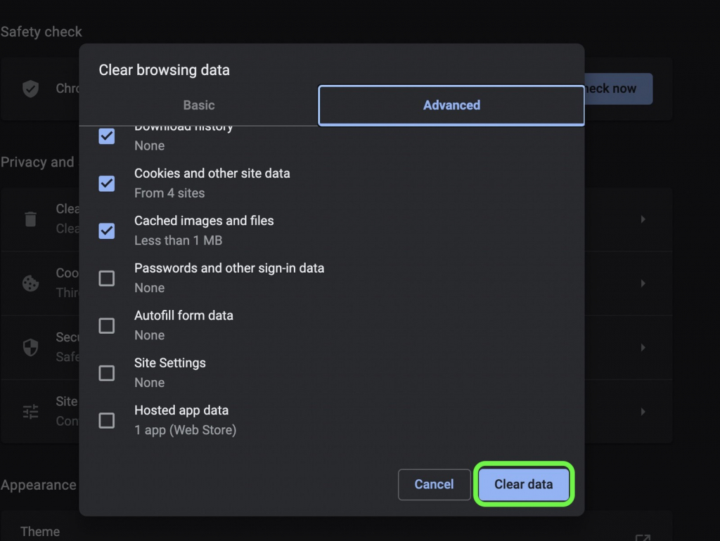 Xoá dữ liệu cache trên Chrome 3