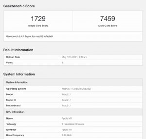 iMac M1 Benchmark