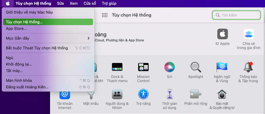 Tuỳ chọn hệ thống macOS 