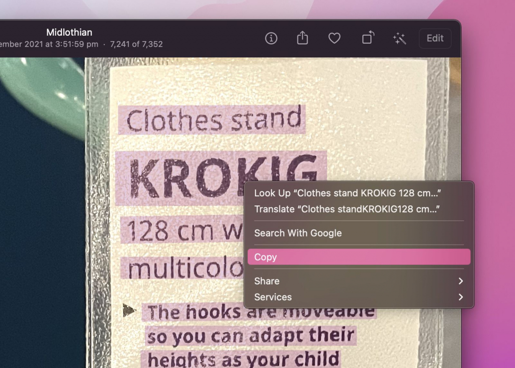 sử dụng live text trên macOS 12