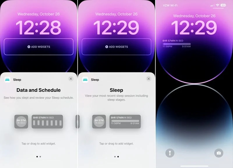 Widget Sleep mới trên màn hình khoá 