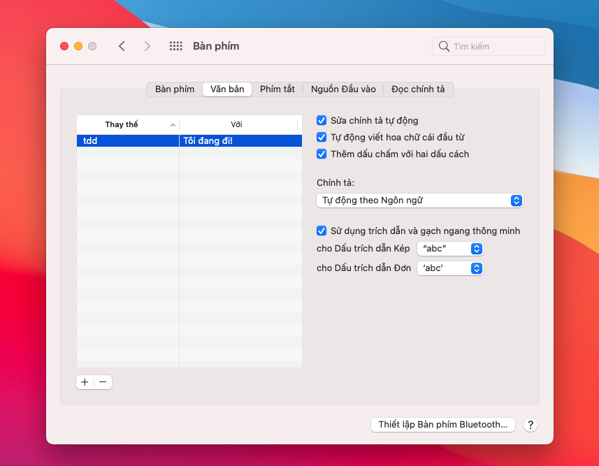 Tắt autocorrect & thiết lập gõ tắt