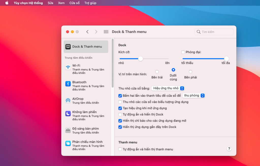 Cách ẩn và hiện thanh Menu trên MacBook 