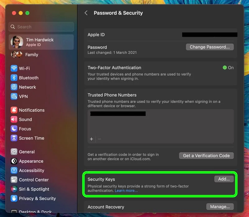 Khoá bảo mật Security Key kích hoạt